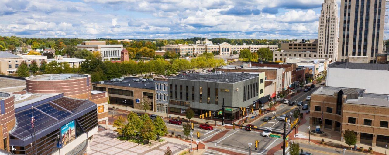 Aerial view of downtown Battle Creek